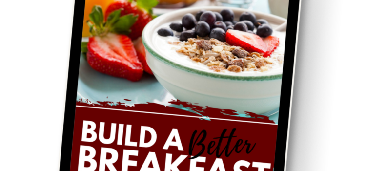 Free healthy breakfast guide showing high-protein breakfast ideas with fruit, oats, and balanced nutrition for busy people